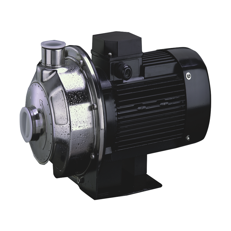 非自吸不銹鋼臥式單級離心泵，主要零部件采用不銹鋼板沖壓結(jié)構(gòu)，配加長軸電機，軸向入口和徑向出口。